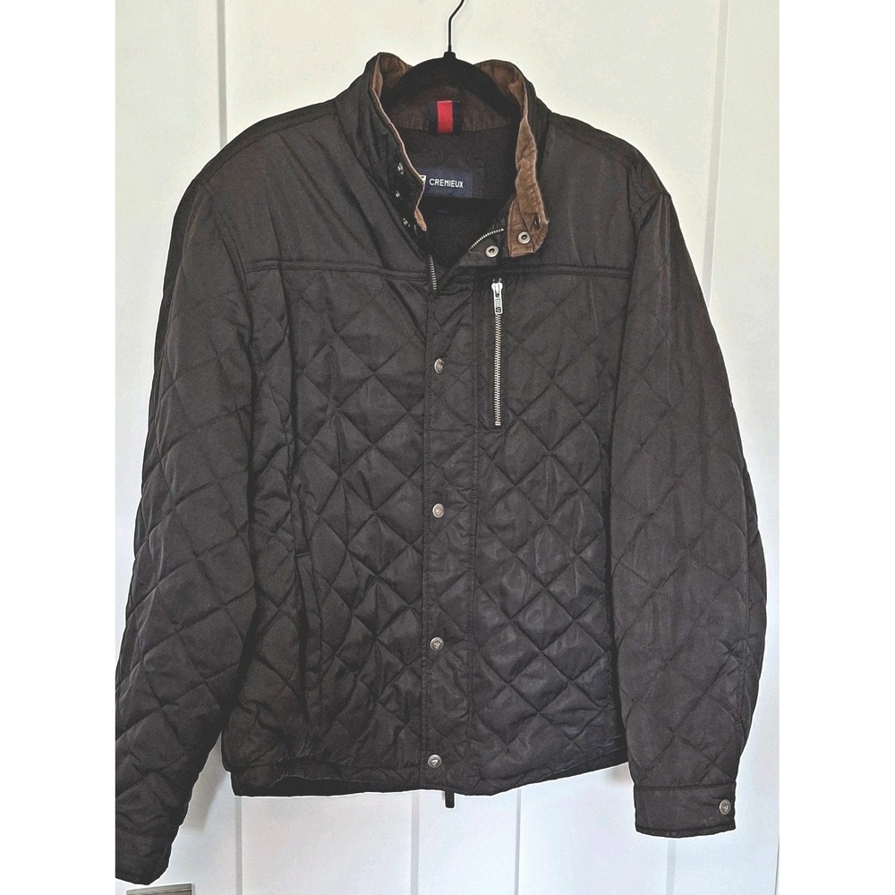 Cremieux 38 Mens XL Quilted Field Jacket Brown Corduroy Collar Barn Coat